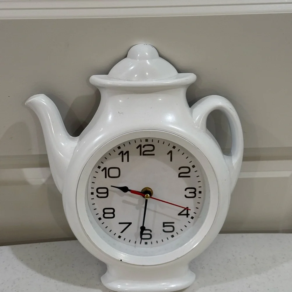 White Teapot Wall Clock